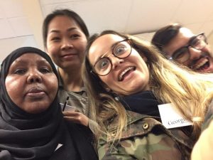 Selfie of the game participants. Three ladies and a man smiling.